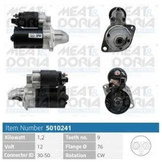 5010241 MEATDORIA BMW Стартер 1 (E81) 116 i 07-11 MEAT&DORIA підбір по vin на Brocar