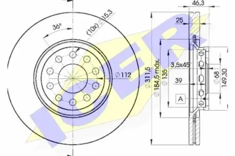 78BD40652 Диск гальмівний ICER подбор по vin на Brocar