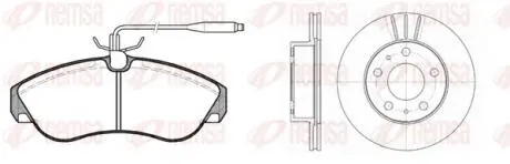 848700 REMSA FIAT К-кт гальм. колодки + диски DUCATO 2.8 D 98-02, CITROEN JUMPER I (230P) 2.0 94-02, PEUGEOT BOXER (230P) 2.0 i 94-02 REMSA подбор по vin на Brocar