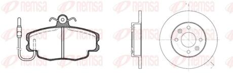 814100 REMSA RENAULT К-кт гальмівні колодки + диски передн. Logan,Sandero,Dacia Solenza,Peugeot 205-309,R11-25 REMSA підбір по vin на Brocar
