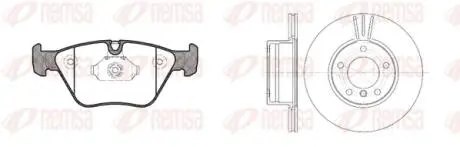 896300 REMSA BMW К-кт гальмівні колодки + диски перед. 2,5/3,0: E46, X3(E83) REMSA підбір по vin на Brocar