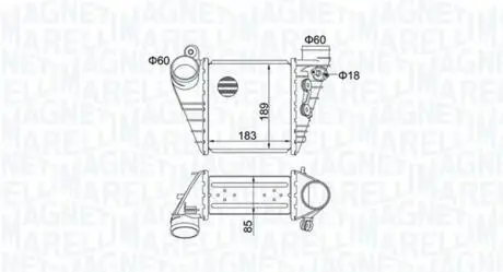 351319204830 MAGNETI MARELLI інтеркулер Audi A3,Golf,Skoda Octavia 1.8T/1.9TDI 96- MAGNETI MARELLI підбір по vin на Brocar