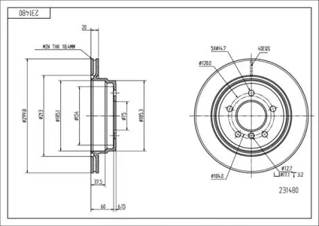 231480 Диск гальмівний зад. BMW 1 (E81, E87), 3 (E90), X1 (E84) 09-> (300x20mm) (HART) HART подбор по vin на Brocar
