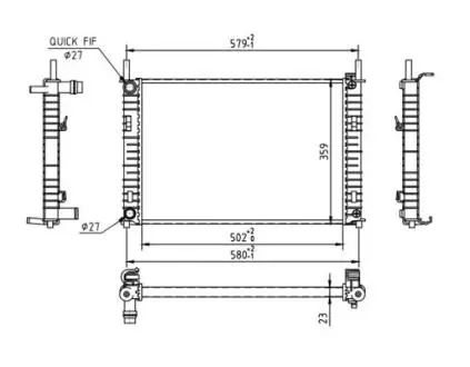 612327 Радіатор двигуна Ford Fiesta V, Fusion, Mazda 2 1.3/1.4TDCi (01-10) (HART) HART підбір по vin на Brocar