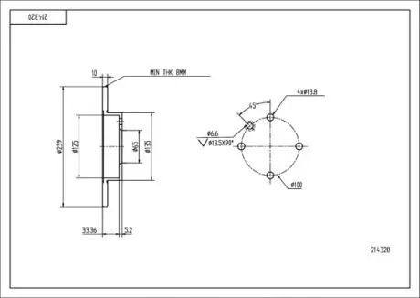 214320 Диск гальмівний пер. VW Golf I-II, Passat, Jetta (239x10mm) 72-> (HART) HART подбор по vin на Brocar