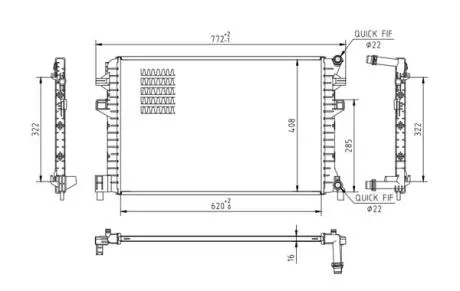 623812 Радіатор двигуна VW Touran, Tiguan, Golf, Passat 1.0-2.0D 12-> (HART) HART подбор по vin на Brocar