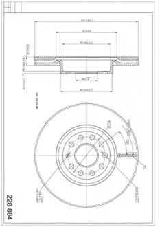 228884 Диск гальмівний пер. VW Passat B6/CC/B7/B8 (312mmx25mm) (HART) HART подбор по vin на Brocar
