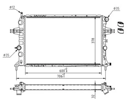 620276 Радіатор двигуна Opel Astra G, Zafira A 2.0i/D (98-05) (HART) HART підбір по vin на Brocar