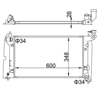 606451 Радіатор двигуна Toyota Corolla 1.6-1.8VVT-i (01-08) (HART) HART підбір по vin на Brocar