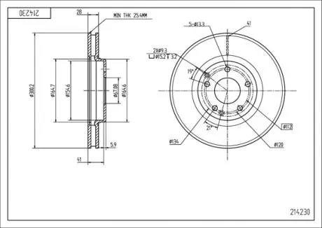 214230 Диск гальмівний пер. MB C-Class W203 (300x28) 00-> (HART) HART подбор по vin на Brocar