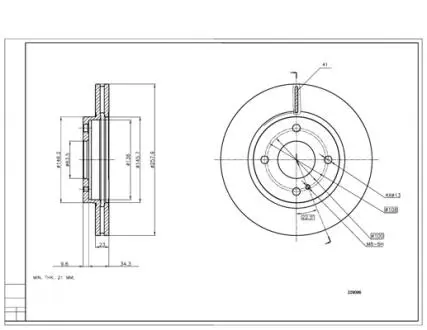 229086 Диск гальмівний пер. Ford Fiesta VI (258mmx23mm) (HART) HART підбір по vin на Brocar