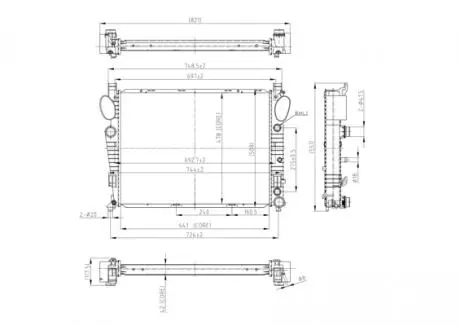 606474 Радіатор двигуна MB S-class (W220/C215) (98-06) (HART) HART підбір по vin на Brocar