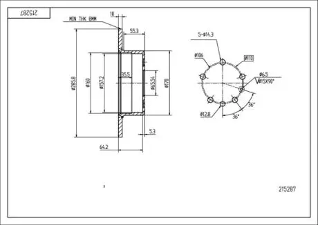 215287 Диск гальмівний зад. Opel Vectra B (d286x10mm) (HART) HART підбір по vin на Brocar