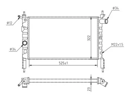 600095 Радіатор двигуна Opel Astra F 1.4-1.8i 91-> (HART) HART підбір по vin на Brocar
