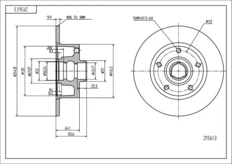 215613 Диск гальмівний зад. Audi A4 B5 (d245x10mm) (HART) HART подбор по vin на Brocar