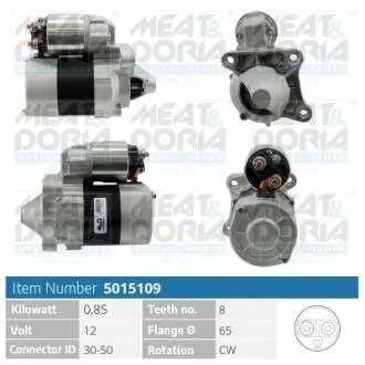 5015109 MEATDORIA RENAULT Стартер CLIO II (BB, CB) 1.4 98-05, GRAND SCENIC III (JZ0/1) 1.6 16V 09-16, NISSAN KUBISTAR (X76) 1.6 16V 03-09 MEAT&DORIA подбор по vin на Brocar