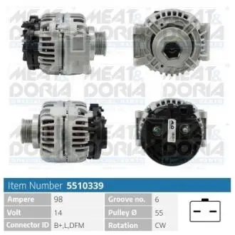 5510339 MEATDORIA RENAULT Генератор CLIO II 1.4 16V 99-04, DACIA MEAT&DORIA подбор по vin на Brocar