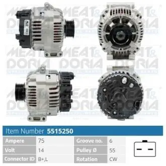 5515250 MEATDORIA DACIA генератор LOGAN 04- MEAT&DORIA підбір по vin на Brocar