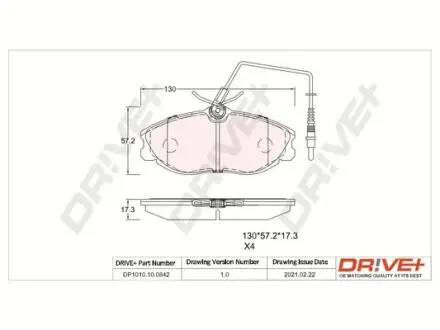 DP1010100842 DP1010.10.0842 Drive+ - Гальмівні колодки до дисків DRIVE+ підбір по vin на Brocar