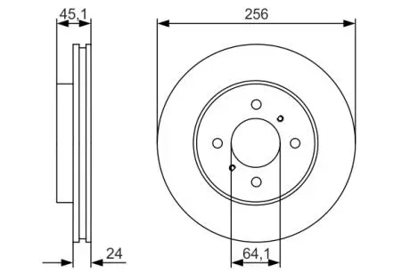0986479R51 BOSCH диск гальм. передн. MITSUBISHI LANVER 1.8 -03 BOSCH підбір по vin на Brocar
