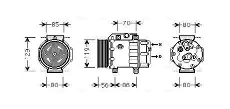 FDAK378 AVA FORD Компресор кондиц. C-MAX 2.0 TDCi 07-, FOCUS II 2.0 05-, KUGA I 2.0 TDCi 08-, VOLVO AVA COOLING підбір по vin на Brocar
