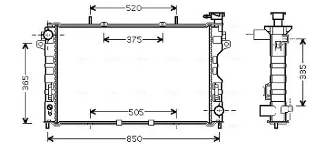 CR2077 AVA CHRYSLER Радіатор системи охолодження двигуна VOYAGER IV 3.3, 3.8 00-, DODGE AVA COOLING підбір по vin на Brocar