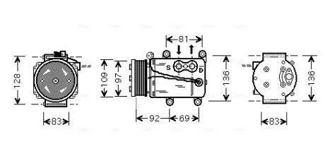 FDAK171 AVA FORD Компресор кондиціонера MONDEO III 1.8, 2.0 00-, TRANSIT 2.3 06- AVA COOLING подбор по vin на Brocar