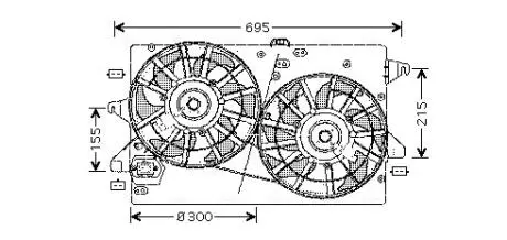 FD7503 AVA FORD Вентилятор радіатора (з дифузором) MONDEO III 1.8, 2.0 00- AVA COOLING підбір по vin на Brocar