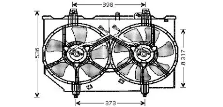 DN7513 AVA NISSAN Вентилятор радіатора X-TRAIL I 2.0 01-, 2.5 02- AVA COOLING подбор по vin на Brocar