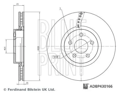 ADBP430166 BLUE PRINT FORD Гальмівний диск передн. TOURNEO CONNECT / GRAND TOURNEO CONNECT V408, TRANSIT CONNECT 13- BLUE PRINT підбір по vin на Brocar