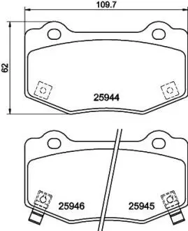 8DB355043851 HELLA CHEVROLET Комплект гальм. колодок, задні CAMARO 15-, CADILLAC HELLA підбір по vin на Brocar