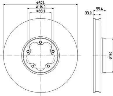 8DD355135111 HELLA PRO FORD Гальмівний диск передн. TOURNEO CUSTOM V362 2.0 15- HELLA підбір по vin на Brocar