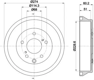 8DT355303311 HELLA NISSAN Гальмівний барабан задн. JUKE 1.2, 1.5, 1.6 10- HELLA підбір по vin на Brocar