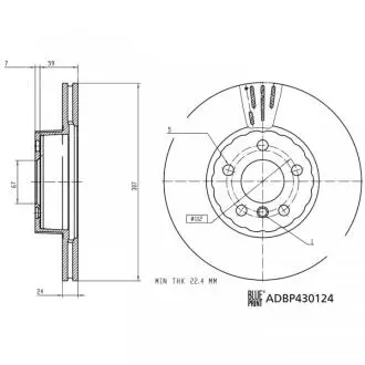 ADBP430124 Гальмівний диск BLUE PRINT підбір по vin на Brocar