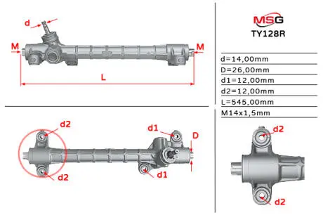 TY128R Рульова рейка без ГУР відновлена Toyota Prius 03-09 MSG подбор по vin на Brocar