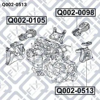 Q0020513 Подушка двигуна ліва Q-FIX подбор по vin на Brocar