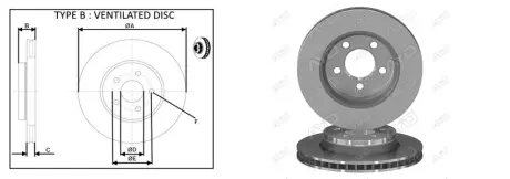 61778AP Гальмівний диск перед Dodge Avenger 08-13, Caliber 07-12 Jeep Compass, Patriot 07-13 Chrysler Sebring 07-10 APLUS підбір по vin на Brocar